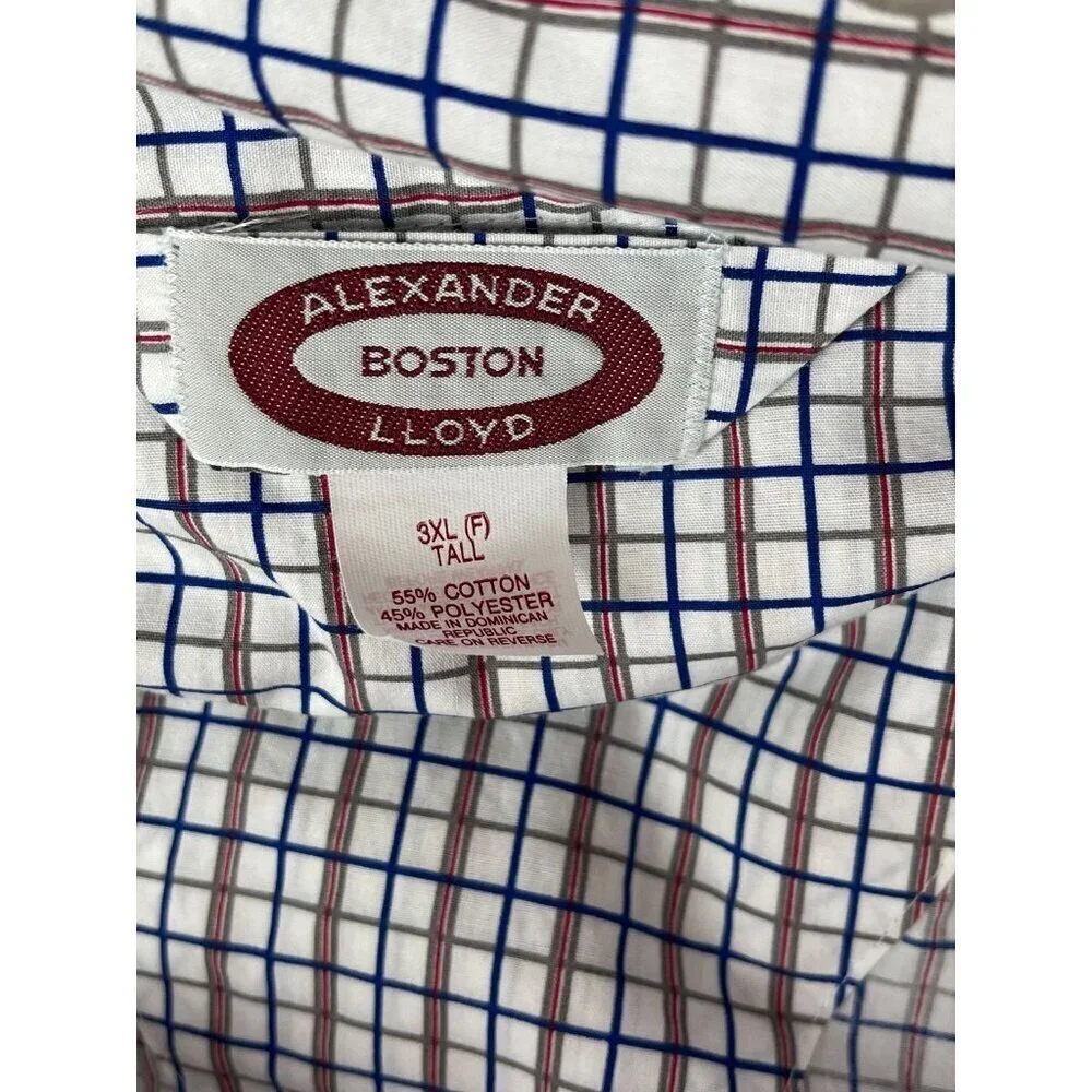 Alexander Lloyd 2 Piece 3XL Tall Pajama Set Lightweight Long Sleeve White Blue